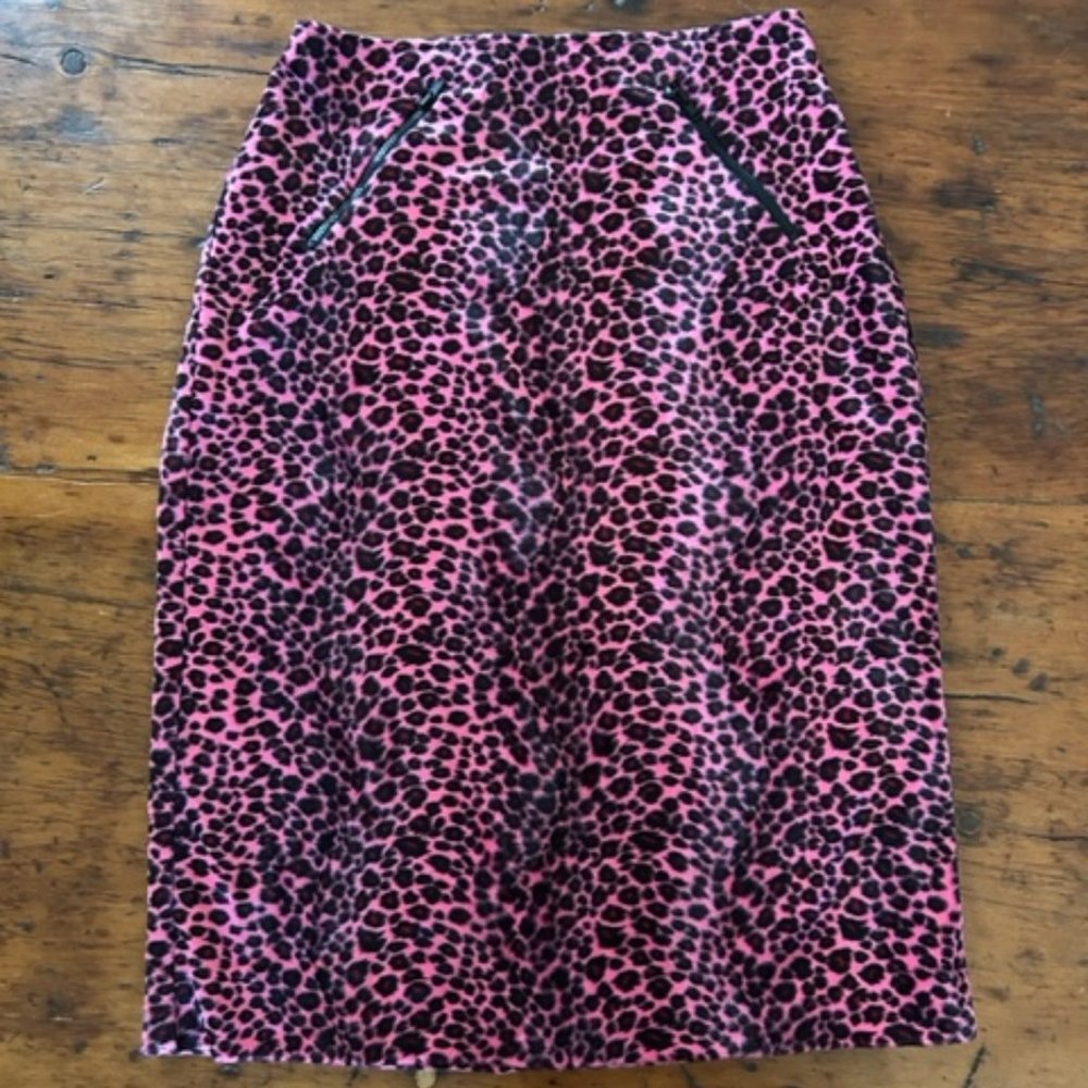 Vintage Betsey Johnson Faux Fur Pink Leopard Skirt